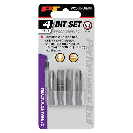 PERFORMANCE TOOL W2500-36MM Lot de 4 embouts à choc de 36 mm, embouts de rechange robustes pour l'article W2500P