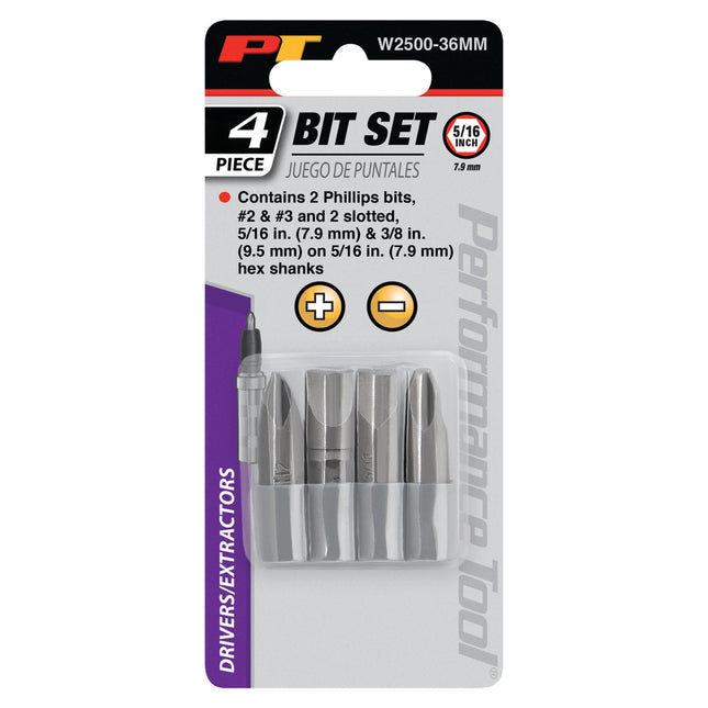 PERFORMANCE TOOL W2500-36MM 4-Piece 36mm Impact Bits, Heavy Duty Replacement Bits for Item W2500P