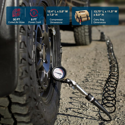 VIAIR 450P/45043 Automatic Portable Compressor, Tire Inflator Kit, Air Compressor for Truck, Jeep, SUV, and Car Tires, Portable Air Pump Kit, Car Accessories, 100% Duty Cycle, 150 PSI/1.80 CFM, Silver
