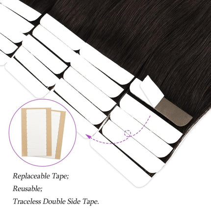 ABH AMAZINGBEAUTY HAIR Tape In Hair Extensions 22 Inch Natural Black #1B