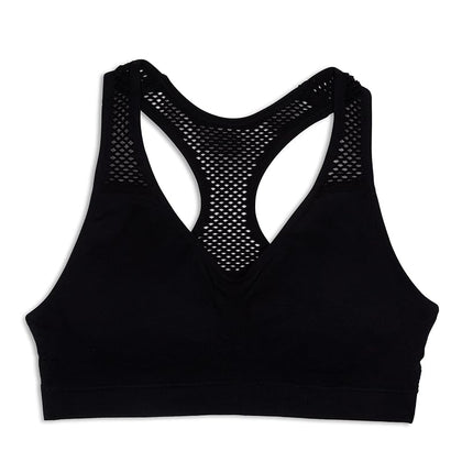 Maidenform Girls' Seamless Racerback Sports Bra, Black Mesh Back, Medium