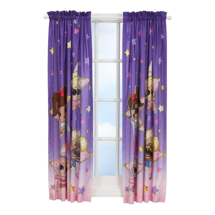 LOL Surprise! Cortinas para Ventana de Habitación Infantil, Set de 2 Paneles, 160 cm de Largo, Morado