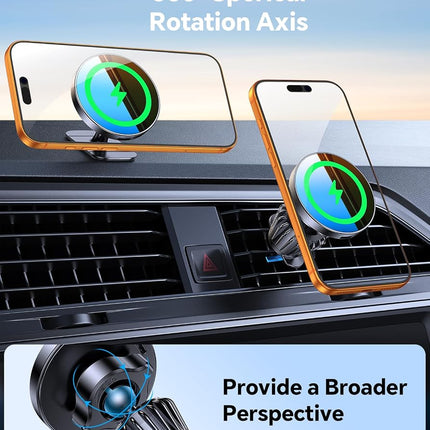 Kaistyle MagSafe Car Mount Charger for iPhone 12/13/14 Pro Max, Mini, Magsafe Cases, Android Phones - Strong Magnetic, Super Stick Force, Safe Driving View, 360° Rotation