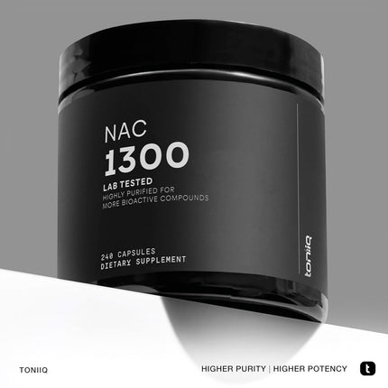 1300mg Ultra High Strength NAC Capsules - Min. 98%+ Tested Purity - Highly Bioavailable NAC Supplement - 240 Vegetarian Capsules
