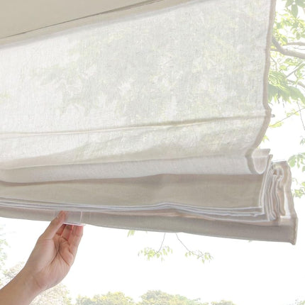 Chicology Roman Shades for Windows, Roman Window Shades, Roman Shades, Window Treatments, Window Shades for Home, Window Shade, 29" W X 64" H, Pacific White (Semi-Sheer/Light Filtering)