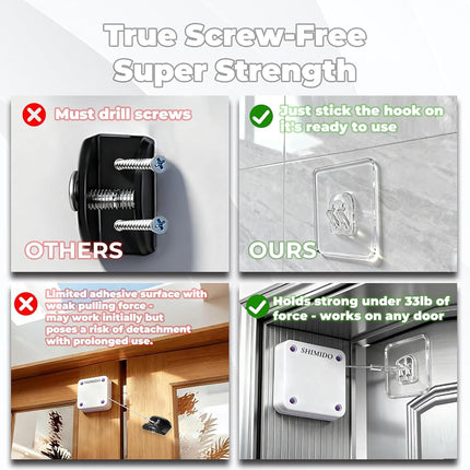 SHIMIDO Upgraded Punch-Free 1000g Automatic Screen Door Closer, Storm Door Closer with Steel Drawstring for Bathroom, Bedroom, Studyroom (4 Pack White)
