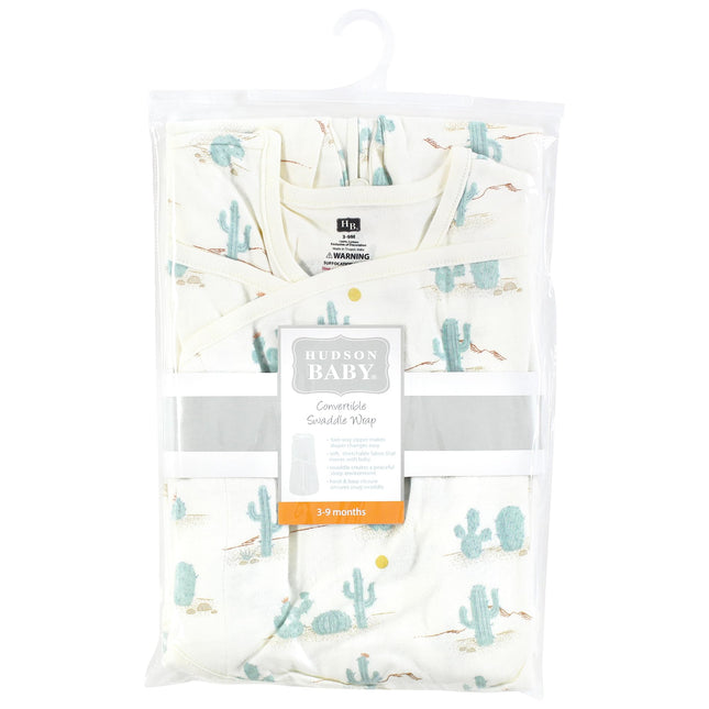 Hudson Baby Unisex Baby Convertible Swaddle Sleep Sack, Desert Cactus, 0-3 Months