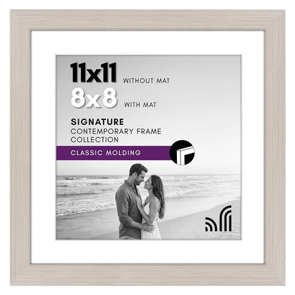 Americanflat 11x11 Picture Frame in Light Wood - Displays 8x8 With Mat and 11x11 Without Mat - Composite Wood with Shatter Resistant Glass - Horizontal and Vertical Formats for Wall