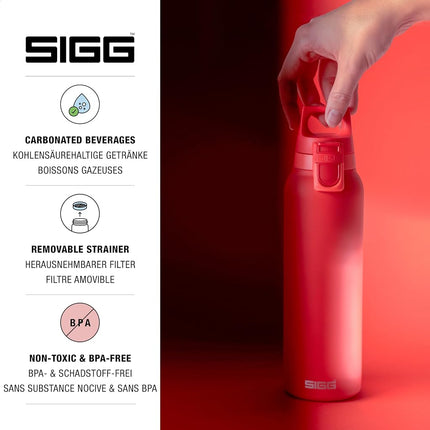 SIGG - Insulated Water Bottle - Thermo Flask Hot & Cold One Light - with Fruit Strainer - Leakproof - BPA Free - 18/8 Stainless Steel - Red - 0.55L