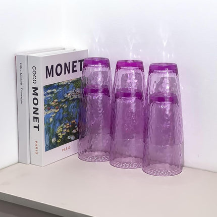 Yanglonghui 26-Ounce Plastic Tumblers (Set of 6), Reusable Plastic Mugs, BPA-Free Acrylic to Drink Mugs, Shatter Resistant, Textured Interior, Dishwasher Safe (Purple, 26 Ounce)