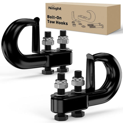 Nilight 2Pcs Bolt-On Tow Hooks with Spring Clip 10