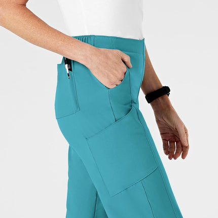 WonderWink Women's Flat Front Cargo Scrub Pant, Teal Blue, XX-Small Petite