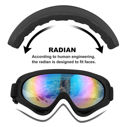SixYard Ski Goggles, Motorcycle Goggles, 3 Pack Snowboard Snow Goggles for Men Women Adult Youth (Style 1)