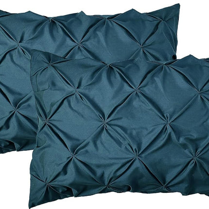 Ensemble de 2 taies d'oreiller Elegant Comfort, design à plis pincés, microfibre de qualité hôtelière supérieure 1500, design élégant - entretien facile, résistant aux plis et aux taches, ensemble de 2 taies d'oreiller, plissé King, marine