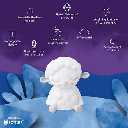 tonies Night Light - Sleepy Sheep Audio Play Character by Sleepy Friends | Warm Glow | 90 Minutes Beautifully Composed Melodies | Record Your Own Bedtime Stories