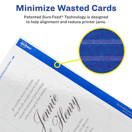 Avery Printable Rectangle Flourished Edge Postcards with Sure Feed Technology, 4" x 6", Glossy White Cardstock, Print-to-the-Edge, Laser/Inkjet Cards, 100 Total
