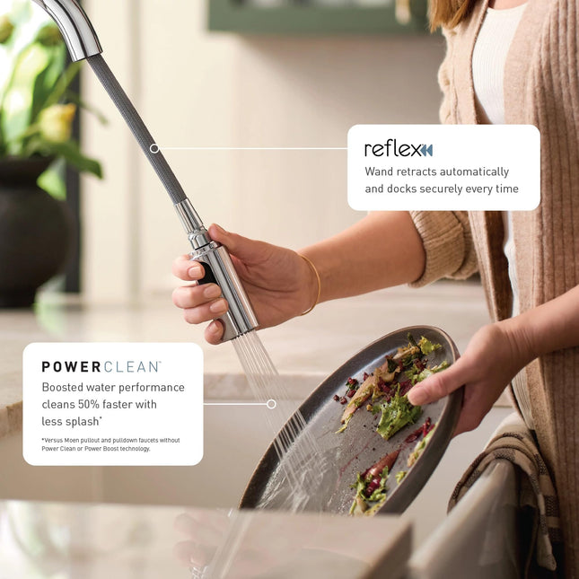 Moen Arbor Chrome One-Handle Kitchen Faucet with Pull Down Sprayer Featuring Power Boost and Reflex, 7594C