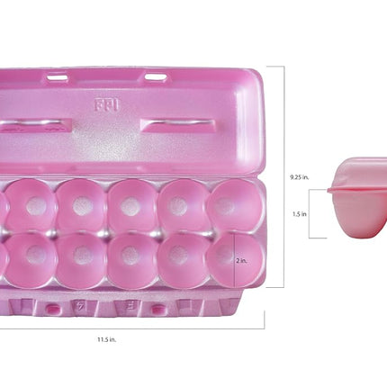 Foam Egg Cartons 25 Pack – Pink – Made in USA – Reusable 12-Egg Cartons for Chicken Eggs