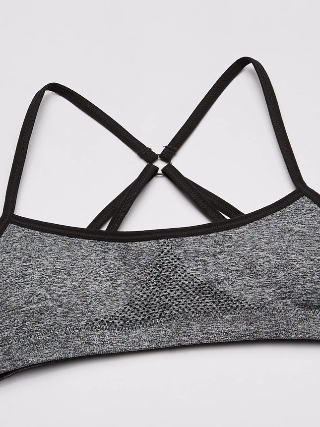 Hanes Lot de 2 brassières de sport sans coutures ComfortFlex Fit pour grandes filles, dos nageur, gris chiné/noir, grande taille