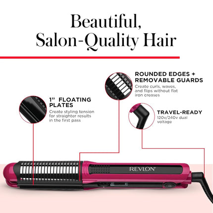 REVLON Perfect Match Flat Iron Straightens, Creates Curls and Waves | Hair Straightener with Ceramic Plates Reduce Damage and Restore Natural Moisture and Shine