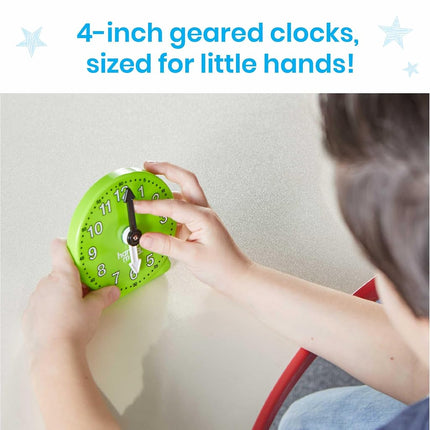 Learning Resources Rainbow Geared Mini Clocks, Set of 6, Ages 5+