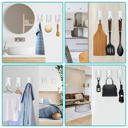 Adhesive Hooks Heavy Duty, Long Stainless Steel Self Adhesive Wall Hook, Sticky Towel Hangers for Kitchen Bathroom, Waterproof Stick on Door Hooks for Hanging Key Hat Coat by TONHTCAT