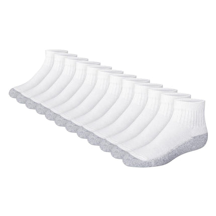 Calcetines Hanes para niños, tobilleros y fantasmas amortiguados Double Tough, paquetes de 12 pares, tobilleros - blanco/gris (parte inferior) - paquete de 12, talla pequeña