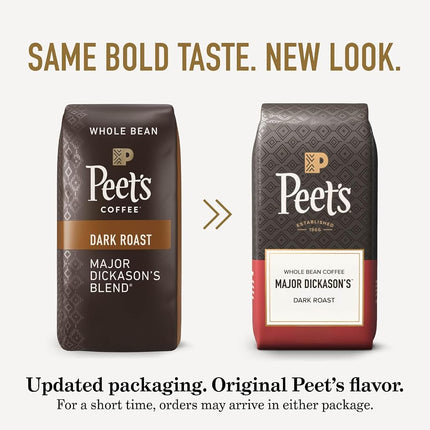 Peet's Coffee Whole Bean Coffee, Dark Roast, Major Dickason's, 18 Ounces