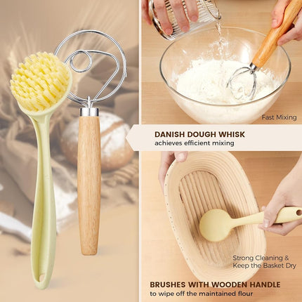 TEZOU Banneton Bread Proofing Basket - Sourdough Starter Kit Includes 10" Oval Banneton Sourdough Proofing Basket Set of 2, Sourdough Bread Baking Supplies for Making Baking Fermentation