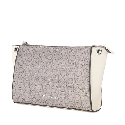 Calvin Klein Women's Reyna Crossbody, Almond/Taupe/White Logo, One Size