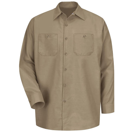 Red Kap Men's Industrial Work Shirt, Regular Fit, Long Sleeve Utility Button, Khaki, S