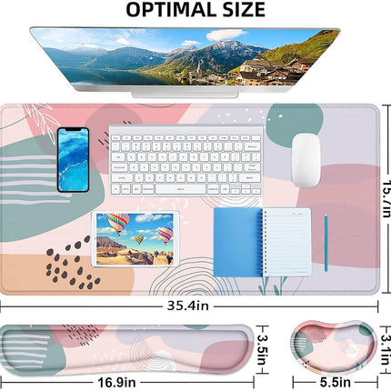 Large Mouse Pad with Wrist Rest, 4-in-1 Wrist Rest for Keyboard and Mouse