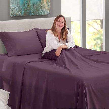 Nestl Twin XL Bed Sheet Set - Purple - 3-Piece Extra Deep Pocket