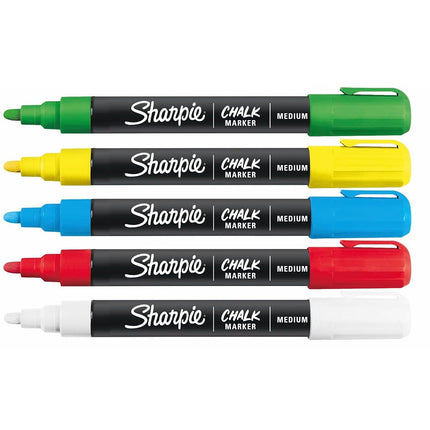 Sharpie Wet Erase Chalk Marker 5/Pkg-Blue, Green, Red, White & Neon Yellow