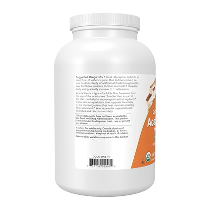 NOW Poudre de Fibre d'Acacia Biologique, 340 g