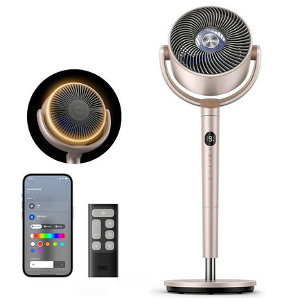 Ventilateur sur pied Dreo, ventilateurs silencieux à moteur CC avec Wi-Fi pour chambre à coucher, or