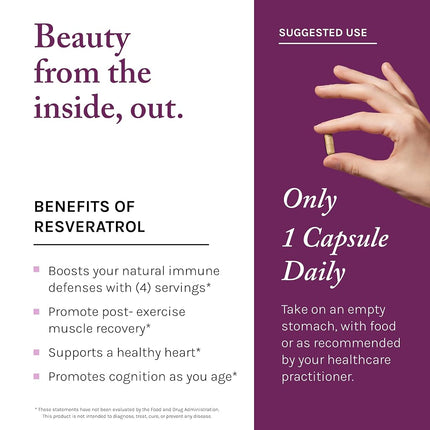 Reserveage Nutrition - Resveratrol 250 mg. - 60 Vegetarian Capsules