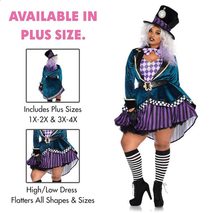 Leg Avenue 8559204101 Delightful Hatter Adult Costumes, Multicolor, X-Large(UK 16-18)