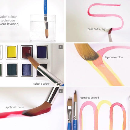 Winsor & Newton, Cotman Watercolour, 'Water Brush Pocket Set' , 12 x Half Pans + 1 x Water Brush
