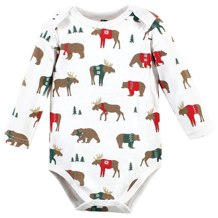 Hudson Baby Unisex Baby Cotton Bodysuits, Moose Be Christmas, 9-12 Months