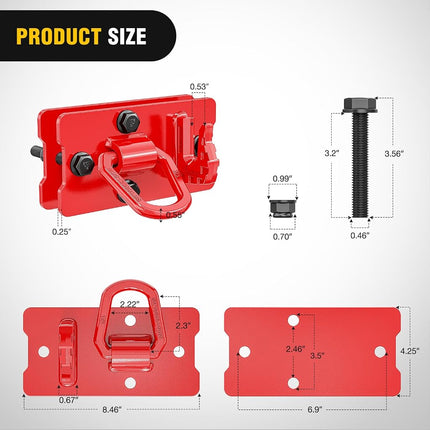 Nilight 2PCS Tractor Bucket Hooks with Tie Down Ring, Grade 70 Grade Forged Steel Bolt-On Grab Hook with Back Plates for Tractor Bucket RV UTV Truck MBS 15000 lbs, Red, 2 Years Warranty