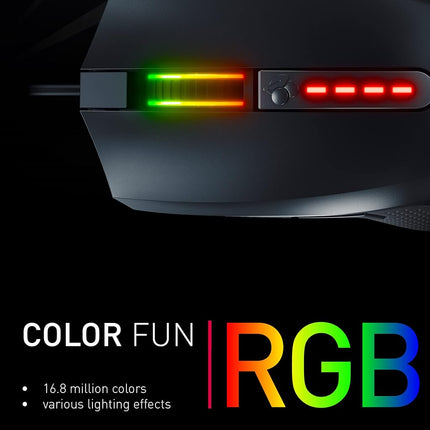 CHERRY MC 2.1, Wired Gaming Mouse for Right-Handers, 5,000 dpi Pixart Sensor, Programmable Keys, RGB Lighting, Onboard-Memory, Black