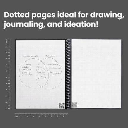 Rocketbook Smart Reusable - Dot-Grid Eco-Friendly Notebook with 1 Pilot Frixion Pen & 1 Microfiber Cloth Included - Infinity Black Cover, Letter Size (8.5" x 11") (EVR-L-K-A)