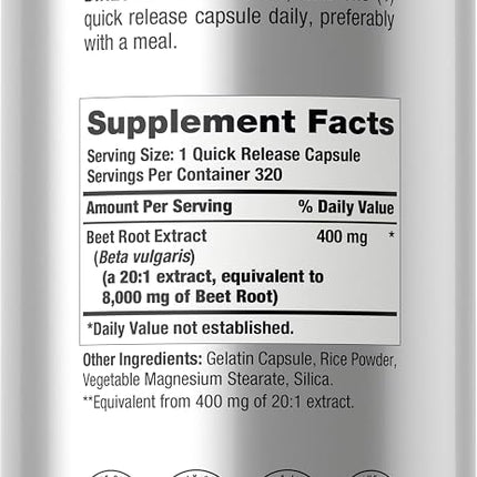 Horbäach Beet Root Powder Capsules | 320 Pills