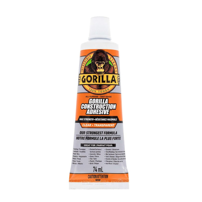 Gorilla Max Strength Clear Construction Adhesive, 