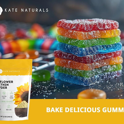 Kate Naturals Sunflower Lecithin Powder for Baking Bread, Gummies, Cooking. Substitute for Soy Lecithin Powder (12oz, Non-GMO)