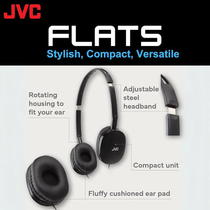 Jvc HAS160B Flats Lightweight Headband Headphones, Black