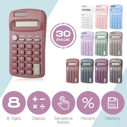 Flutesan 30 Pack Pocket Calculator,Multicolor