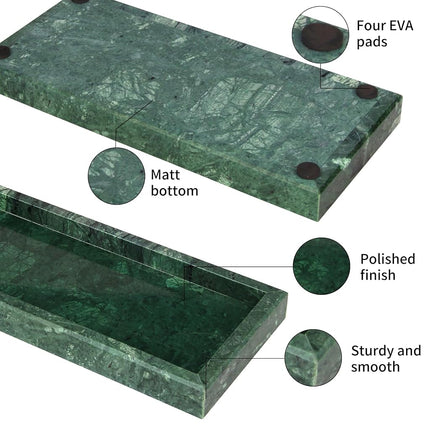 Marble Bathroom Vanity Tray, Green, 12"x 5" x1.2"