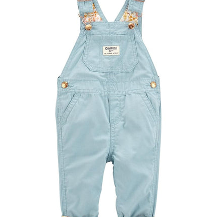 OshKosh B'Gosh Girls' World's Best Overalls, Flower Green, 24 Months